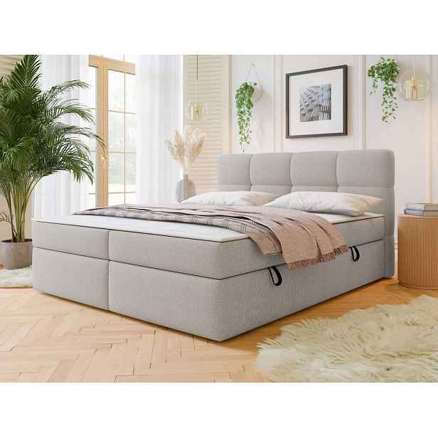 Americká manželská postel 160x200 ZENDER - studená béžová + topper ZDARMA