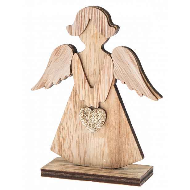 Dekorační soška dřevěný anděl, 13 cm