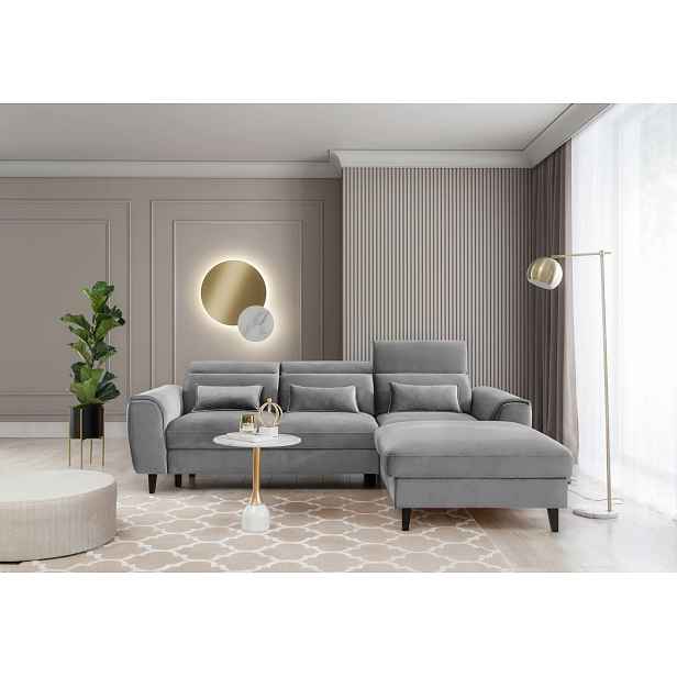 Elegantní rohová sedací souprava SUNNIVA - šedá, pravý roh