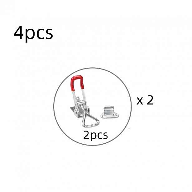 TEMU 4ks - 2 sady přezka se zámkem, nastavitelná horizontální svorka na rychlé zavírání dveří, průmyslový kovový zámek, mechanická svorka pro železné