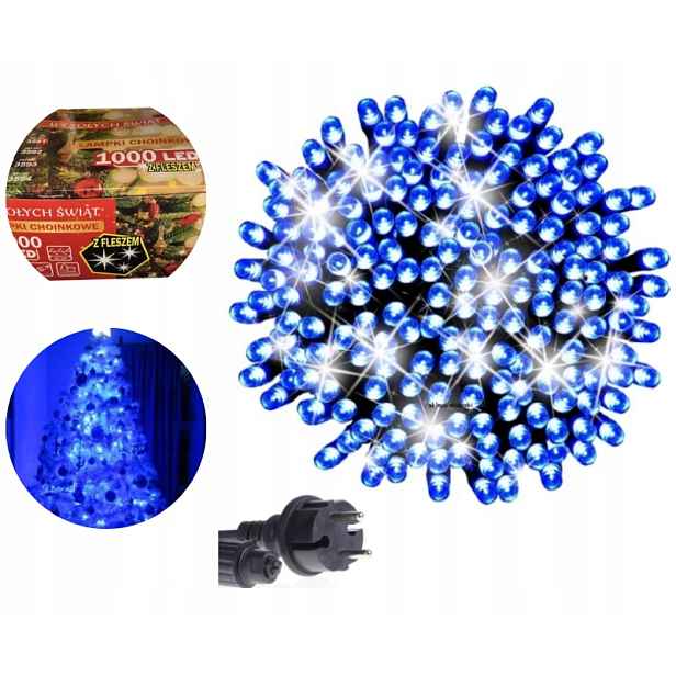 Vánoční Osvětlení Na Stromeček 1000 Led Modré Zwe/wew Flash Bílé