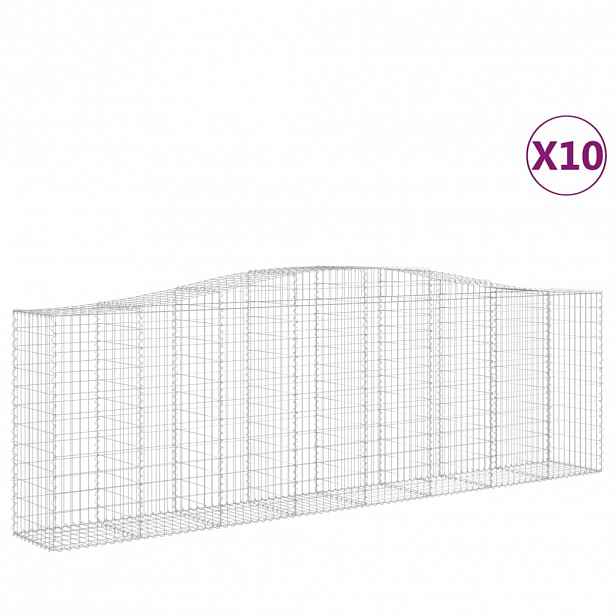 vidaXL Klenuté gabionové koše 10ks 400x50x120/140cm pozinkované železo