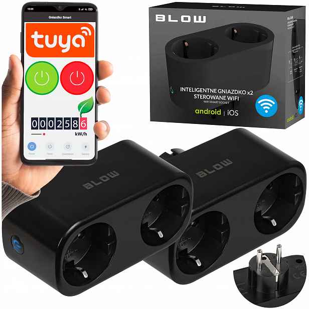 2x Inteligentní WiFi Zásuvka Smart Tuya Dvojitý Měří Watty Programátor