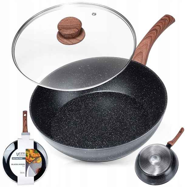 Granitová pánev na smažení dušení hluboká s poklicí Vilde 28 cm 3,5 l