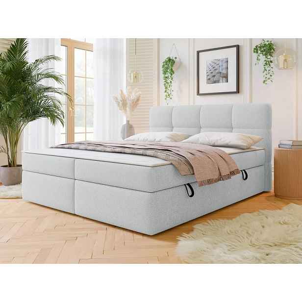 Americká manželská postel 160x200 ZENDER - světlá šedá + topper ZDARMA