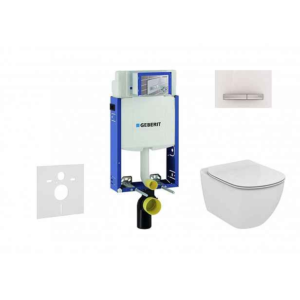 Geberit Kombifix - Modul pro závěsné WC s tlačítkem Sigma50, alpská bílá + Ideal Standard Tesi - WC a sedátko, Aquablade, SoftClose 110.302.00.5 NU8