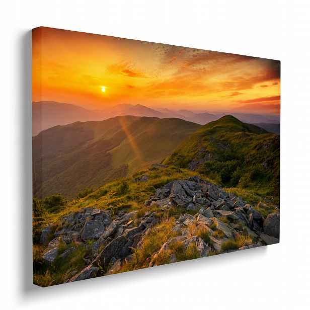 Nástěnný obraz Panorama hor plátno dřevěný rám do domu obývacího pokoje 70x50 cm