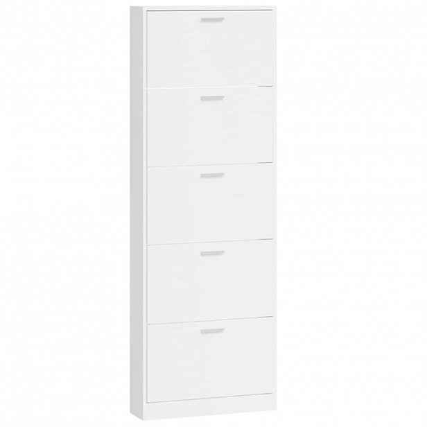 vidaXL Botník bílý s vysokým leskem 59 x 17 x 169 cm kompozitní dřevo