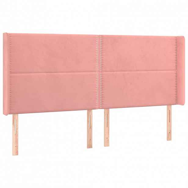 vidaXL Čelo postele typu ušák růžové 163x16x118/128 cm samet