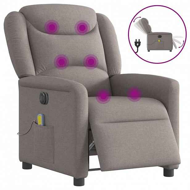 vidaXL Elektrické masážní polohovací křeslo taupe textil