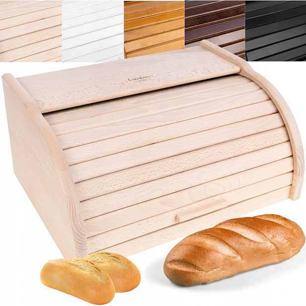 Dřevěný chlebník s vysouvacím víkem 38 x 28,5 x 17,5 cm