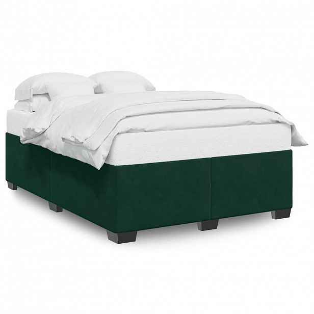 vidaXL Rám postele bez matrace tmavě zelená 140 x 190 cm samet