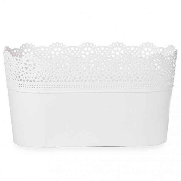 PROSPERPLAST LACE truhlík s krajkou 28,5 x 13,5 cm, bílá DLAC285