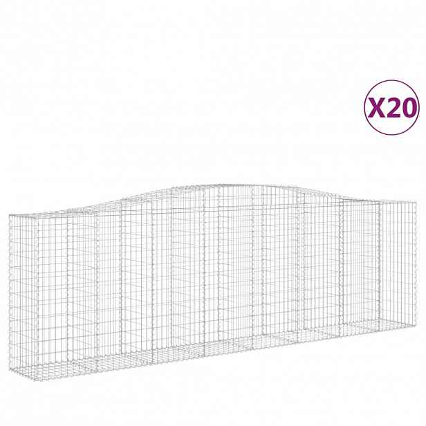 vidaXL Klenuté gabionové koše 20ks 400x50x120/140cm pozinkované železo