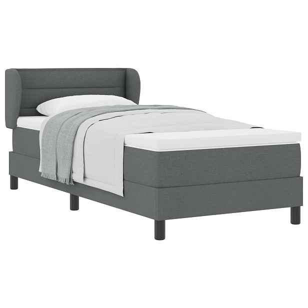 vidaXL Postel s boxspringem s čelo Tmavě šedá 80 x 200 cm textil