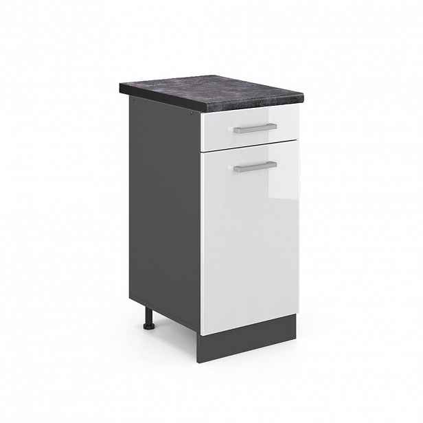Vicco SPODNÍ SKŘÍŇKA KUCHYŇSKÉ LINKY R-Line Bílá vysoký lesk 40 cm , PD Antracit