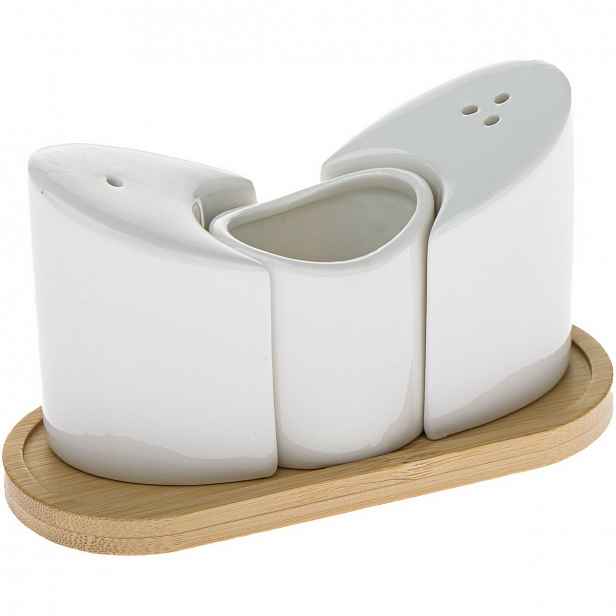 Porcelánová slánka a pepřenka s podtáckem Křídla