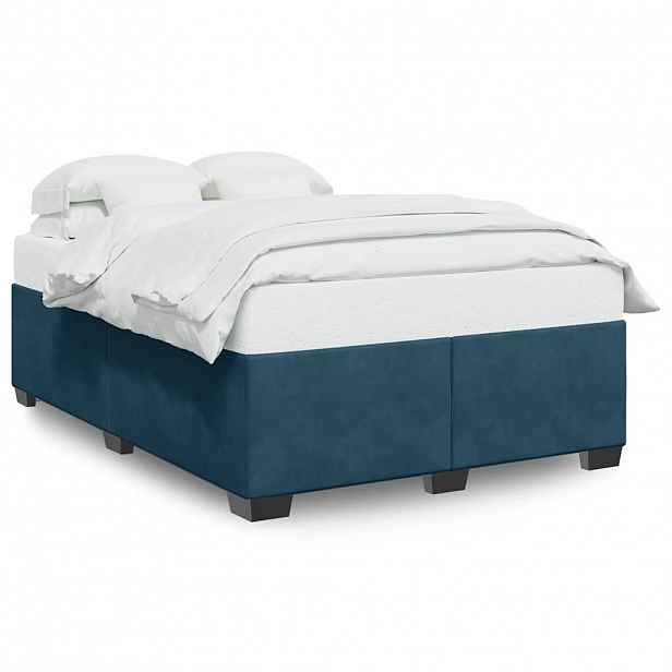 vidaXL Rám postele modrý 140 x 190 cm samet