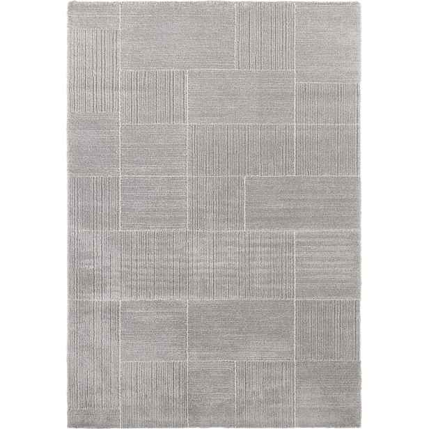 Koberec boho 80x150 cm, měkký plyšový koberec, šedo krémový