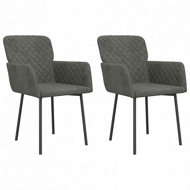 vidaXL Jídelní židle 2 ks tmavě šedé samet