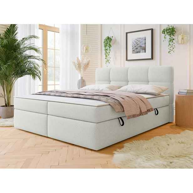 Americká manželská postel 180x200 ZENDER - smetanová + topper ZDARMA
