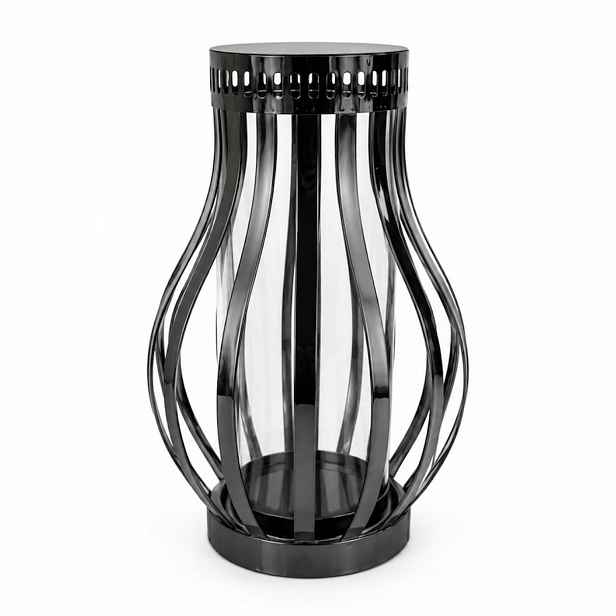 Hřbitovní Svíčka Premium Skleněný Grafit Ažurový Lampion 30 cm Kaplička na hrob ZM-9