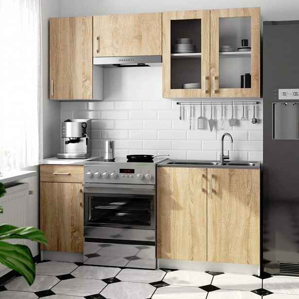 Kuchyňská linka do paneláku 180 cm TRIVORA - dub sonoma / bílá