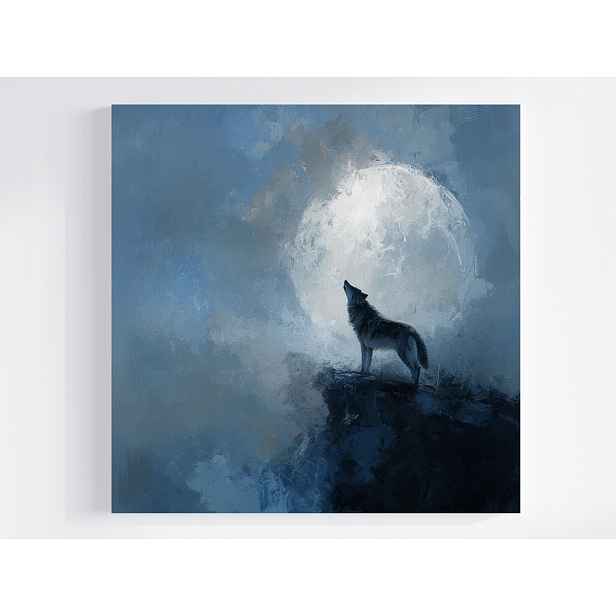 Obraz Na Plátně Canvas Noc Temnota Měsíc Vlk Divočina Mystika 50x50