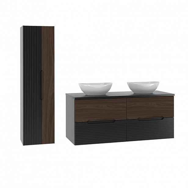 Petits-meubles KOUPELNOVÝ NÁBYTEK 120.6cm Sylla 2er-Set Černá a dřevo