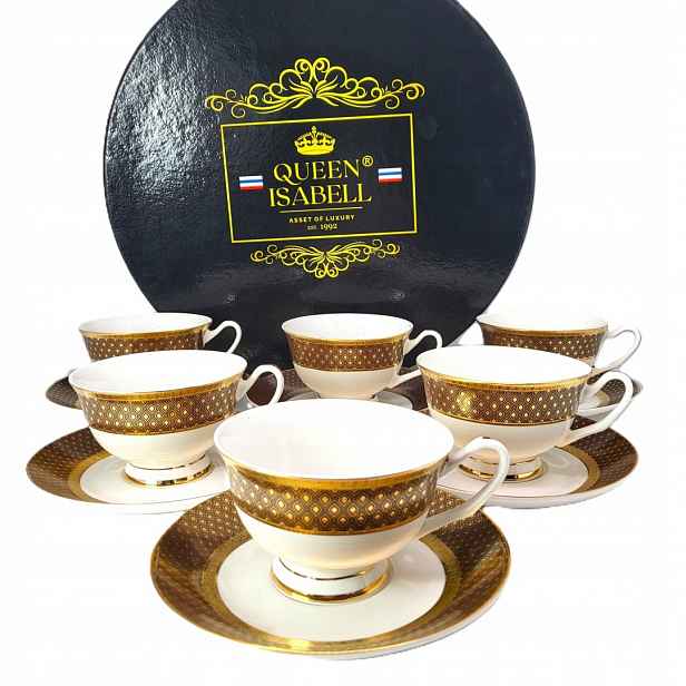 Šálky 6+6 komplet káva čaj porcelánový 180 ml dárek
