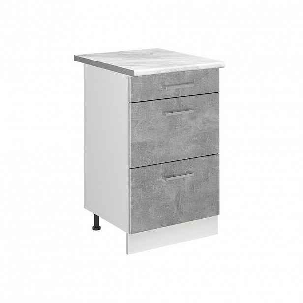 Vicco SPODNÍ SKŘÍŇKA KUCHYŇSKÉ LINKY R-Line, Beton/Bílá, 50 cm pracovná doska Mramor