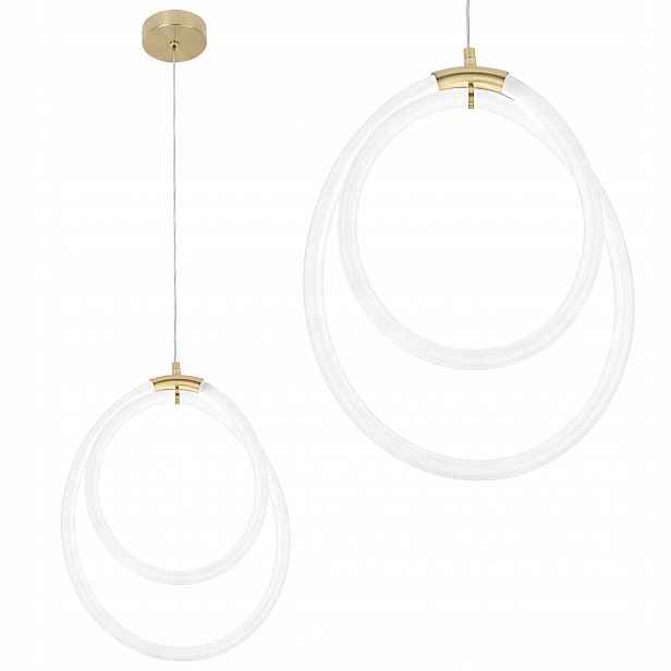 Závěsná Led lampa Bílá Kroužky Oválná Zlatá Stropní Minimalistická