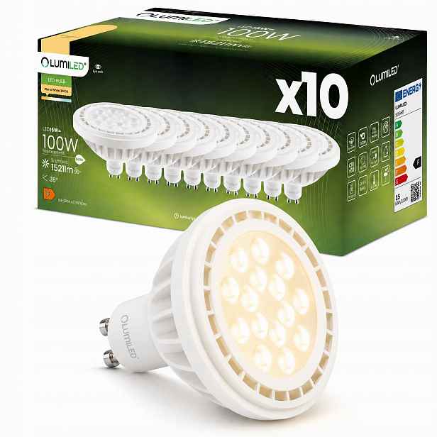 10x Led žárovka GU10 ES111 15W 100W 1521lm 3000K Teplá 38° Lumiled