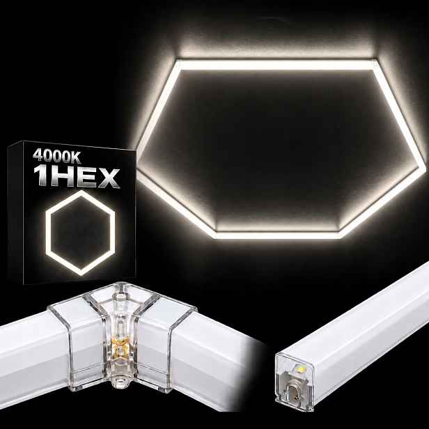 Bílý Led hexagon 4000K 42W garážové auto studio 92x79 Cm HEX1