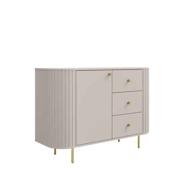 MASSENO KOMODA BOLLA, 123/85,4/42,3 cm se 3 zásuvkami, počet dvířek: 1, béžová