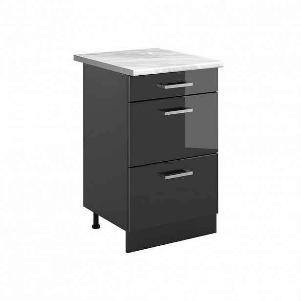 Vicco SPODNÍ SKŘÍŇKA KUCHYŇSKÉ LINKY R-Line, Antracitový vysoký lesk/Antracit, 50 cm pracovná doska Mramor