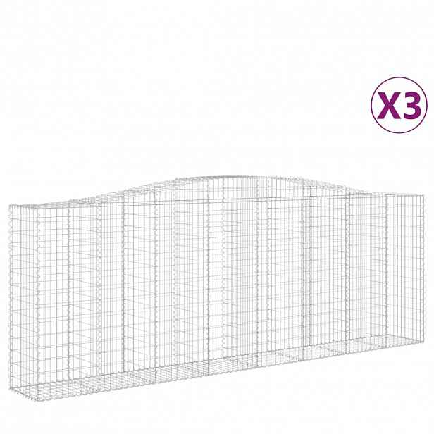 vidaXL Klenuté gabionové koše 3 ks 400x50x140/160cm pozinkované železo