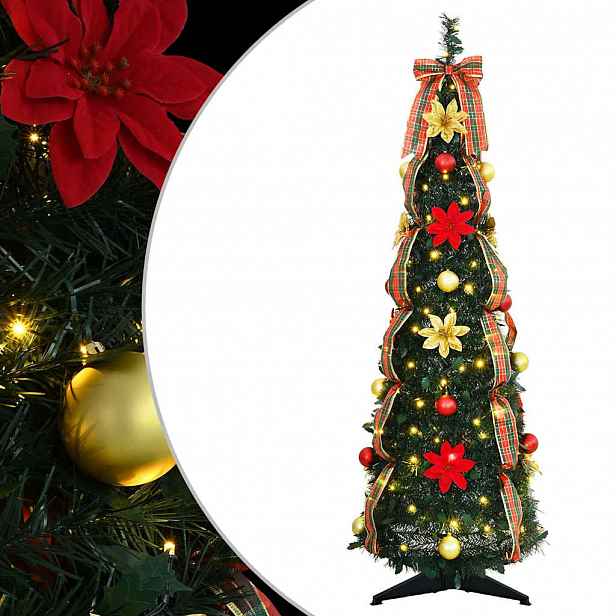 vidaXL Umělý vánoční stromeček s 50 LED diodami Zelená 125 cm PVC