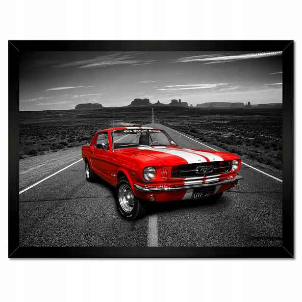 Plakáty v rámu 40x30 Červený Ford Mustang