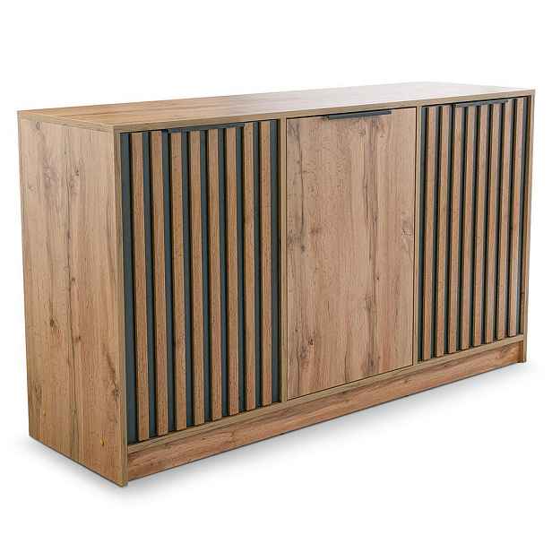 MASSENO KOMODA GAREN, 138/81/41 cm se zásuvkami a 3 dvířky, dub Wotan