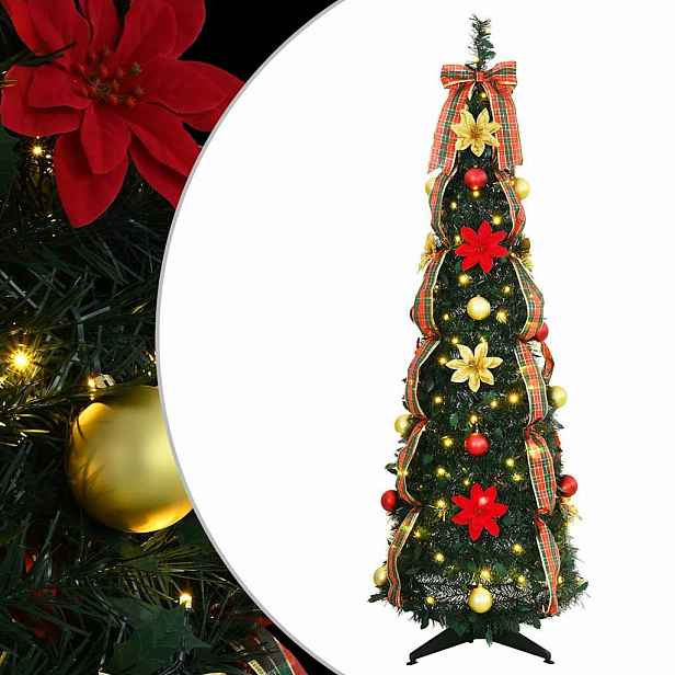 vidaXL Umělý vánoční stromeček s 100 LED diodami Zelená 155 cm PVC