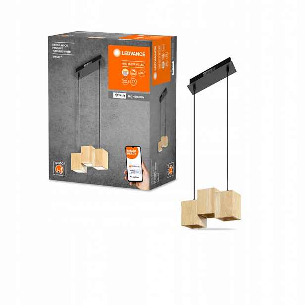 Závěsné Stropní Svítidlo Led 21W 1200lm Cct Dřevo Černá Smart+ WiFi Wood