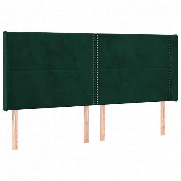 vidaXL Čelo postele typu ušák tmavě zelená 203x16x118/128 cm samet