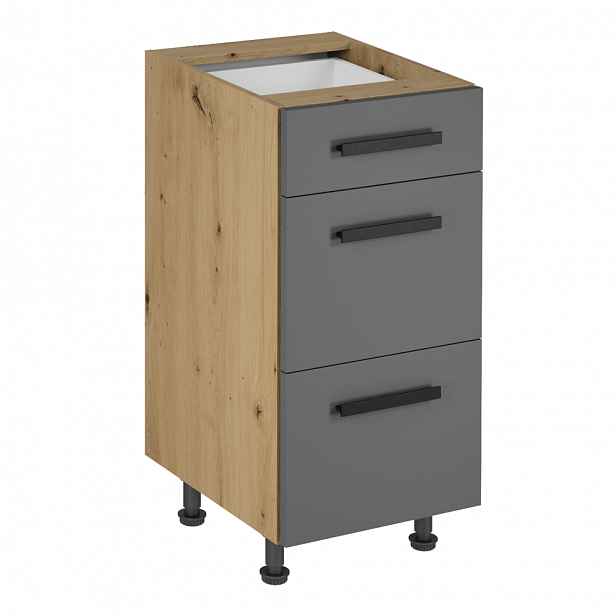 Spodní skříňka LANGEN D40S3 Tempo Kondela Dub artisan / šedá