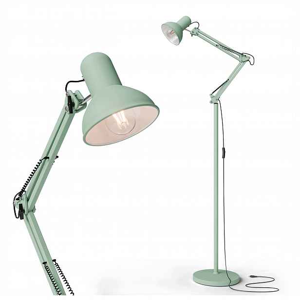Stojací Led podlahová lampa E27 190 cm, nastavitelná pro čtení, mátová