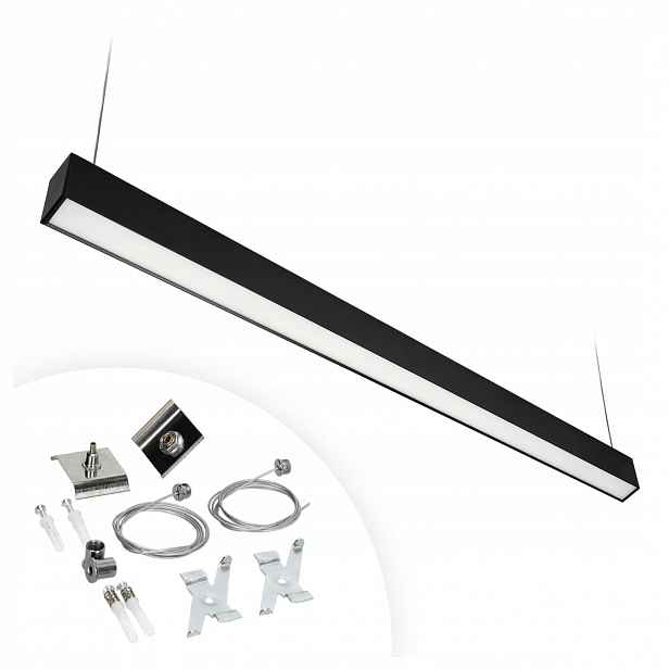 Svítidlo Juve s vestavěnými Led diodami, neutrální barva 20W, 120 cm, Černé, 2400 lm