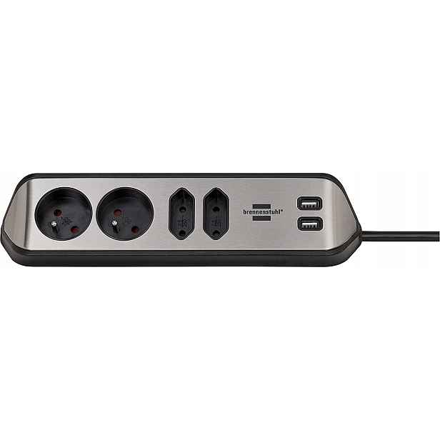 Přední nábytková zásuvka Ocel Usb 3,1A Blat