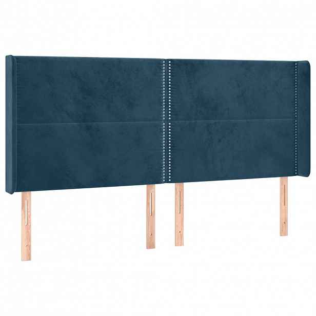 vidaXL Čelo postele typu ušák tmavě modrá 203x16x118/128 cm samet