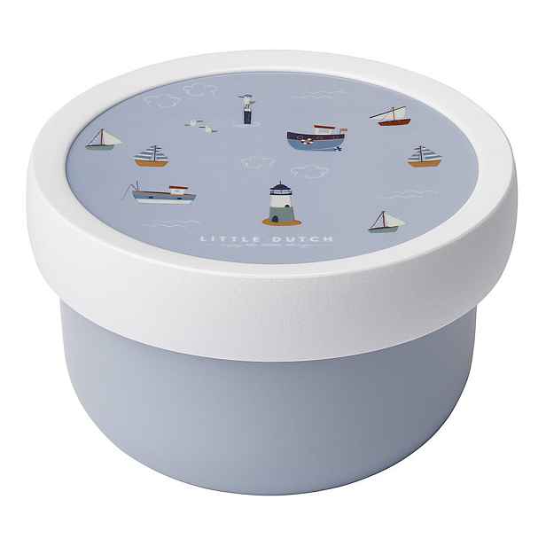 Bílý/světle modrý plastový dětský svačinový box Sailors Bay by Little Dutch – Mepal