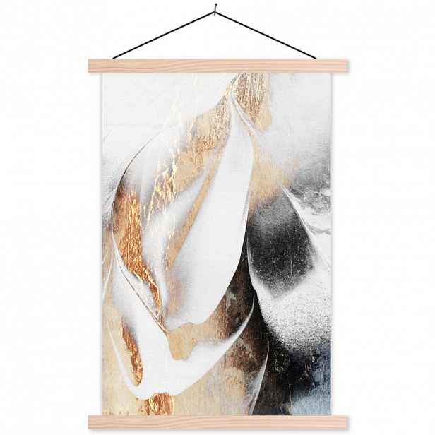 MuchoWow PLAKÁT S MAGNETICKOU LIŠTOU Luxusní - abstraktní - zlatá - bílá 60x90 cm